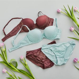 ست لباس زیر آبی و قهوه‌ای
